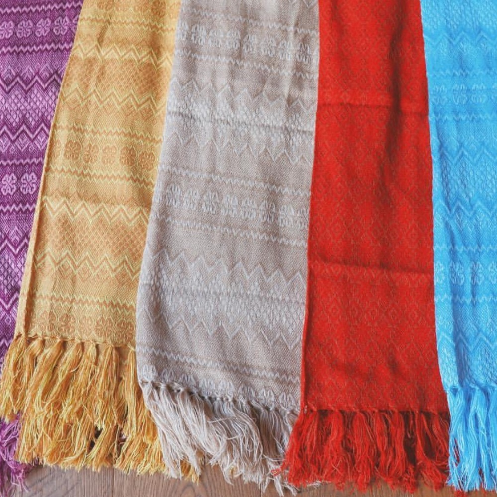 100% Wool Tan Mexican Rebozo Scarf